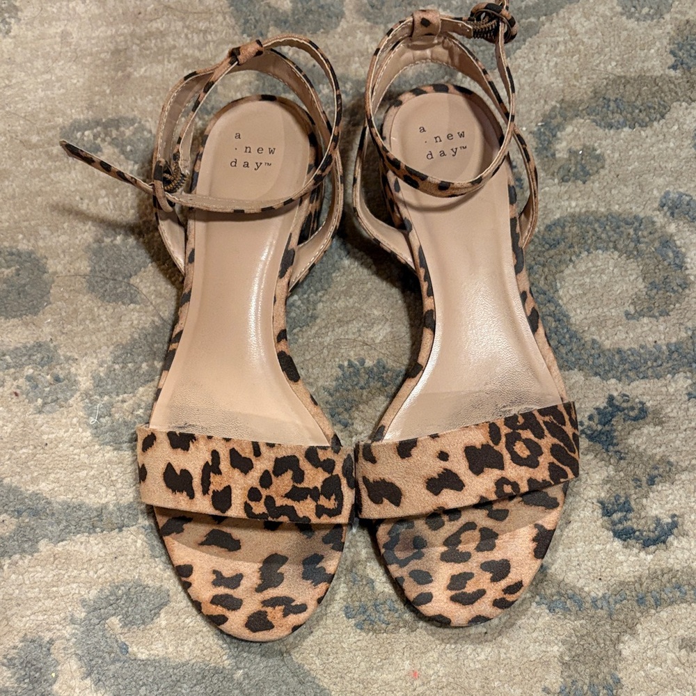 A New Day Women's Tan and Black Leopard Sandals